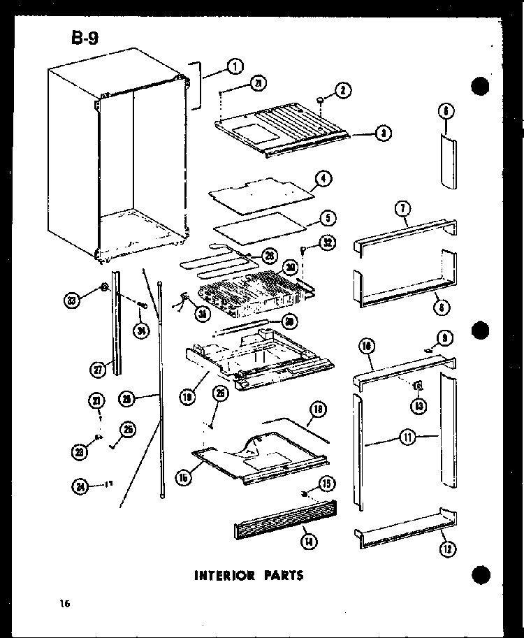 Interior Parts Diagram and Parts List for TC18E-L-P74660-14WL  Amana Refrigerator