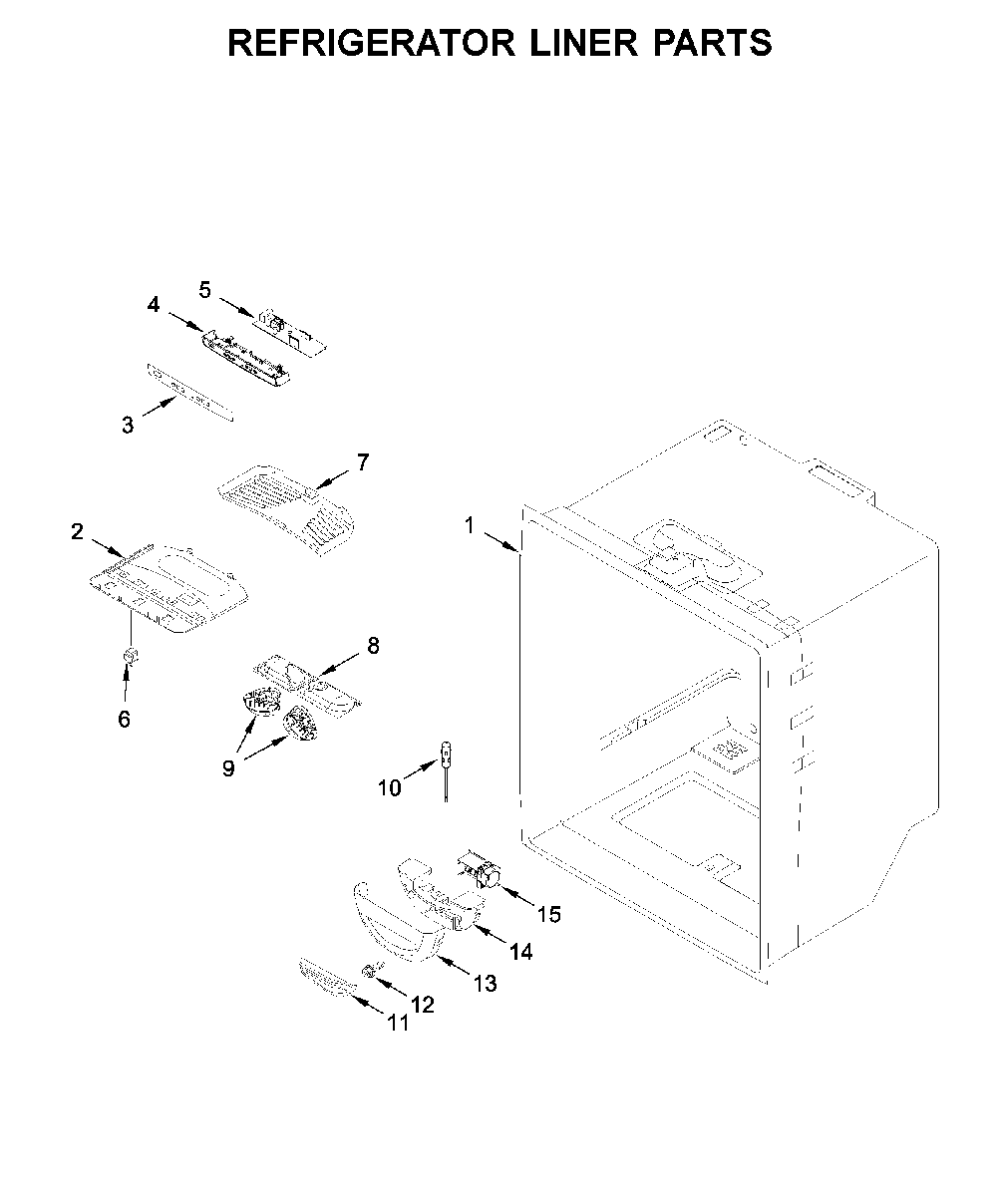 Refrigerator liner parts Diagram and Parts List for 59679313511  Amana Refrigerator
