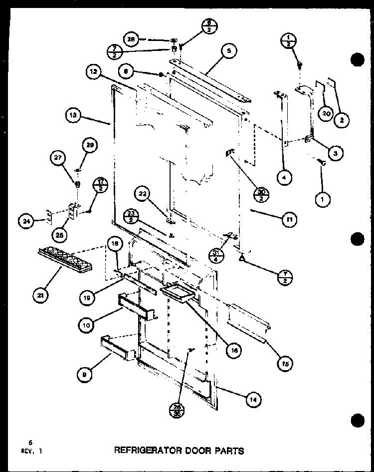 Refrigerator Door Parts Diagram and Parts List for TLI20G-P76512-27W  Amana Refrigerator