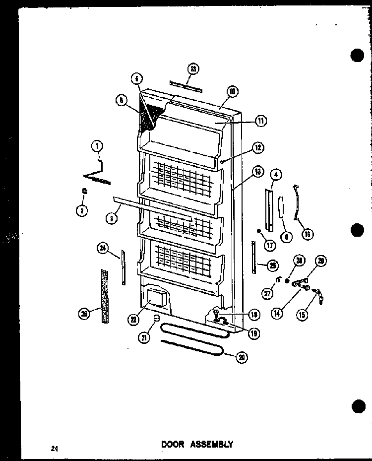 Door Assembly Diagram and Parts List for EU13K-AG P60250-6WG Amana Freezer