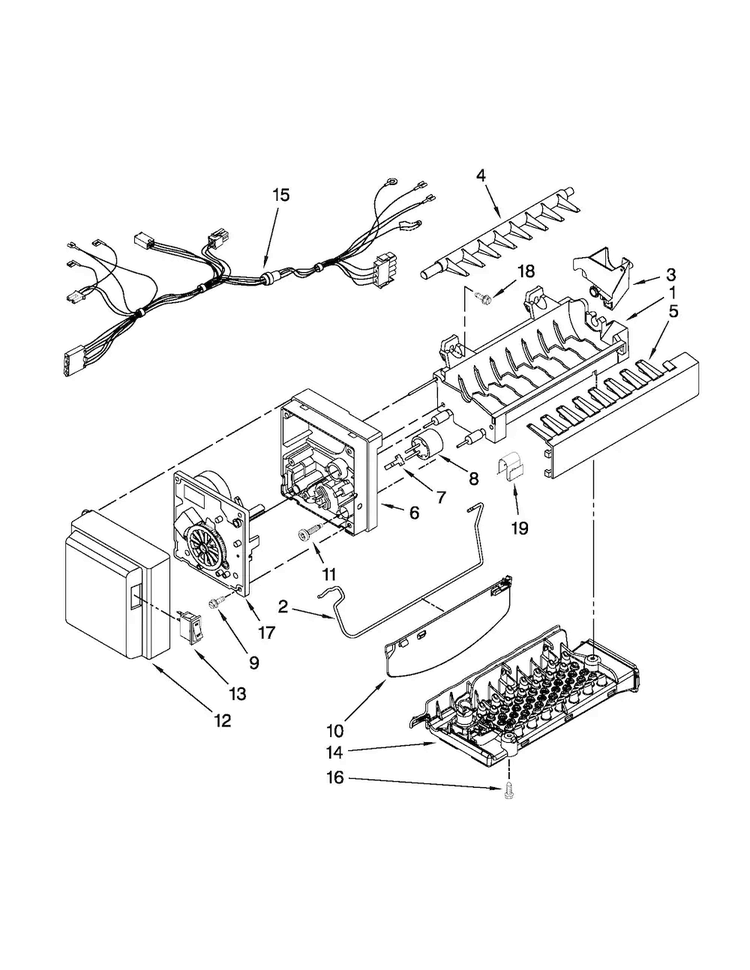Icemaker Parts Diagram and Parts List for JFI2089WTS4  Jenn-Air Refrigerator