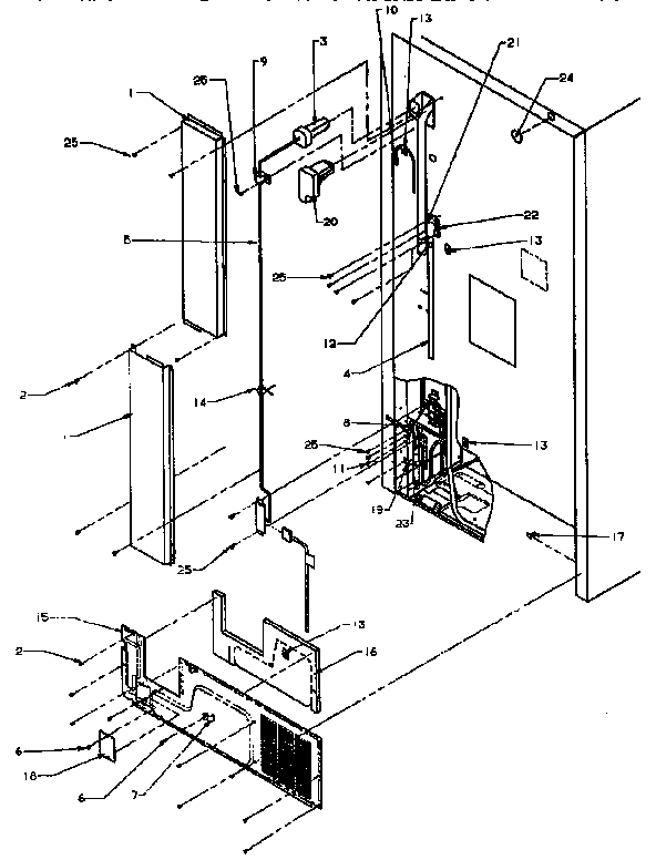 Cabinet Back Diagram and Parts List for TS18RB-P1158407W  Amana Refrigerator