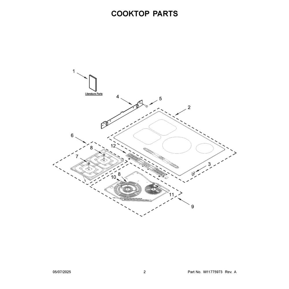 Cooktop Parts Diagram and Parts List for MCIT8030SB00  Maytag Cooktop
