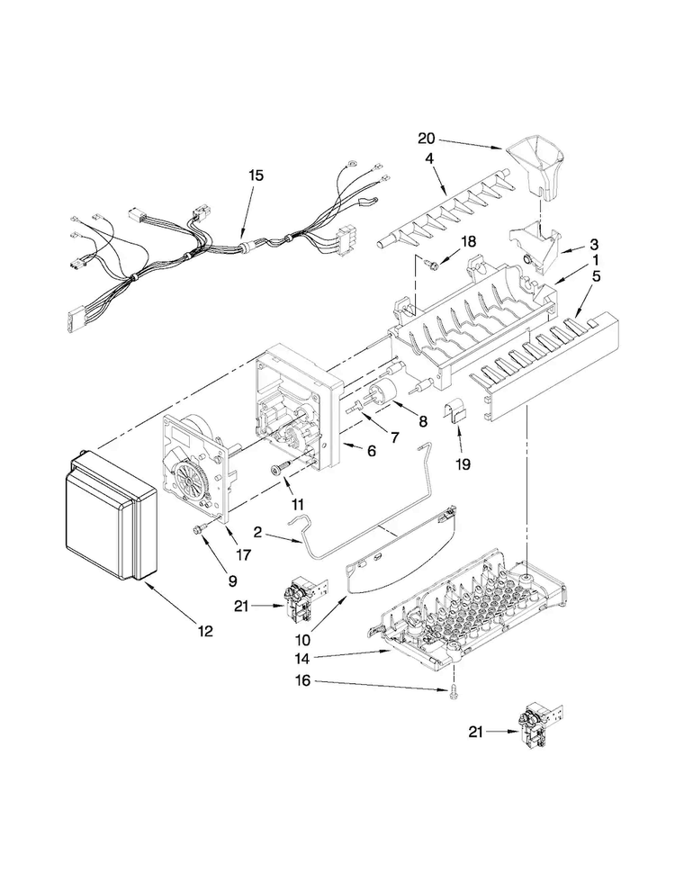 Icemaker Parts Diagram and Parts List for MFX2571XEW2  Maytag Refrigerator