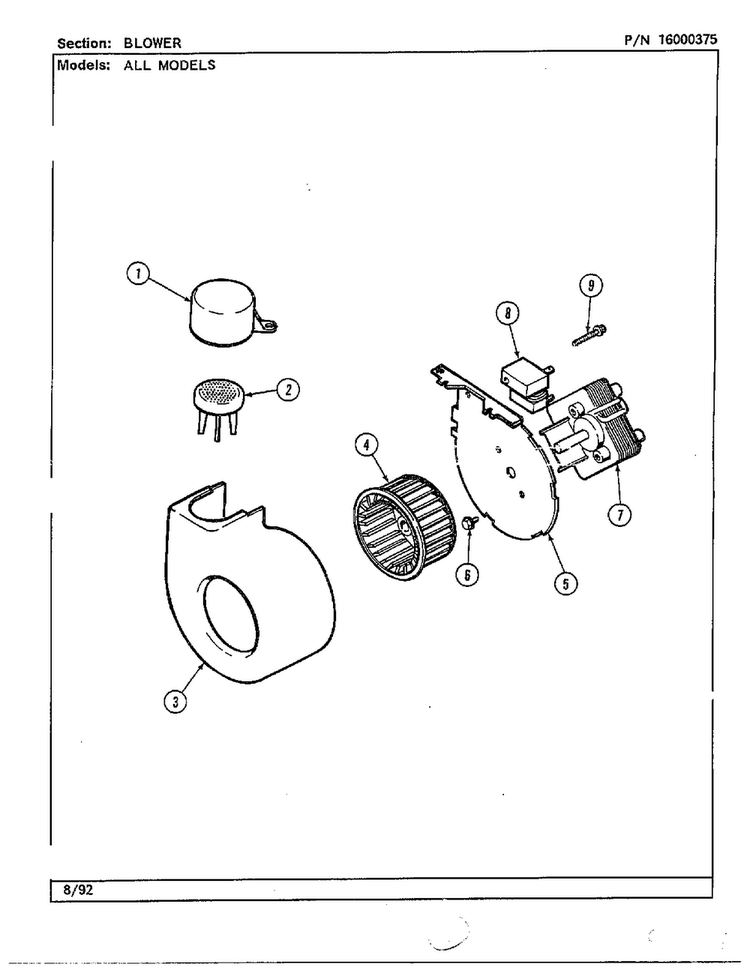 Blower Diagram and Parts List for DWU7300A  Maytag Dishwasher