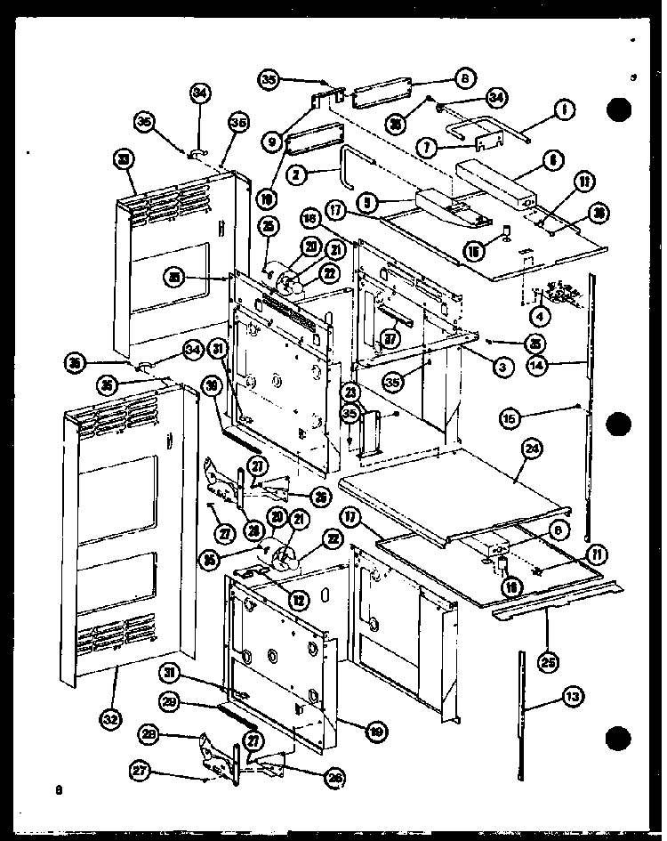 Cabinet Parts Diagram and Parts List for AO-24SC-P85567-5S  Amana Wall Oven