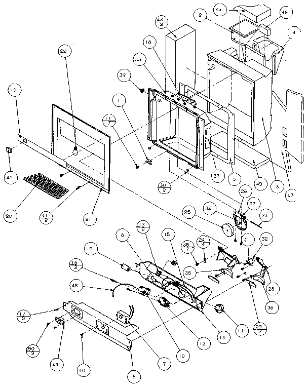 Ice And Water Cavity Diagram and Parts List for 36761-P1135802W  Amana Refrigerator