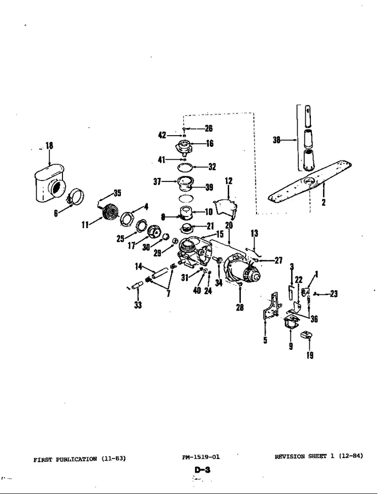 Motor & Pump Diagram and Parts List for DU80A-02  Magic Chef Dishwasher