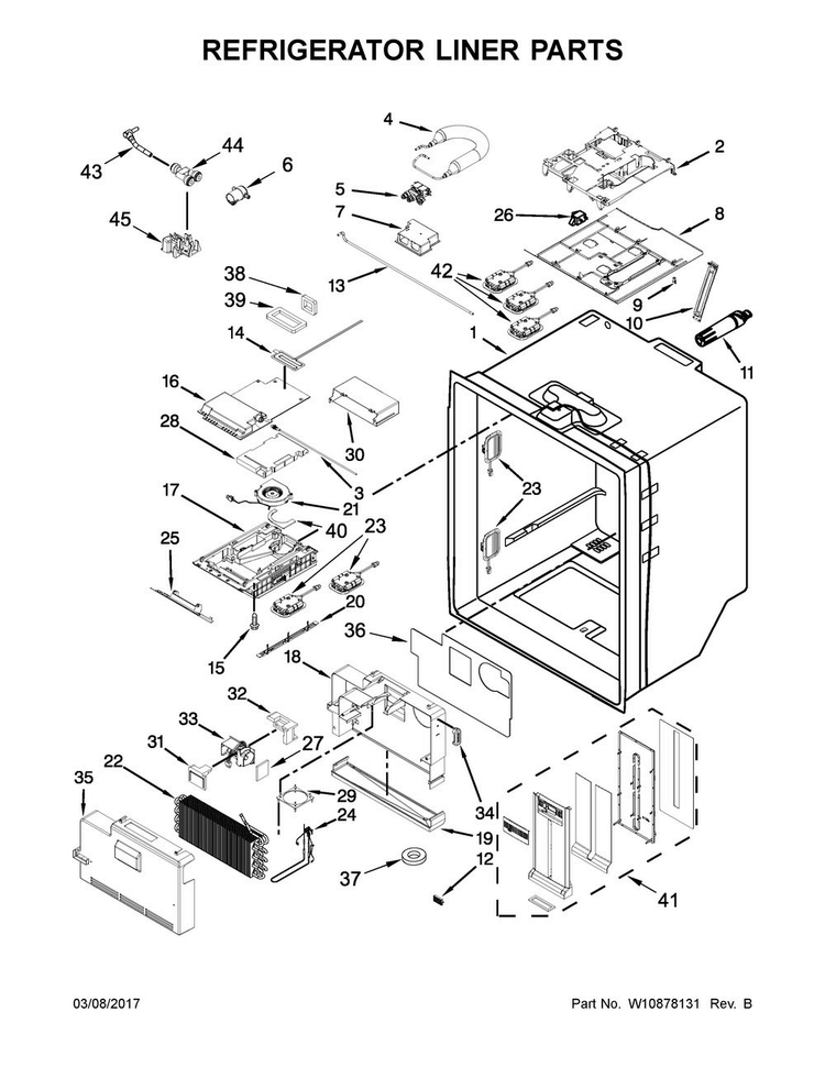 Refrigerator Liner Parts Diagram and Parts List for MFX2676FRZ00  Maytag Refrigerator