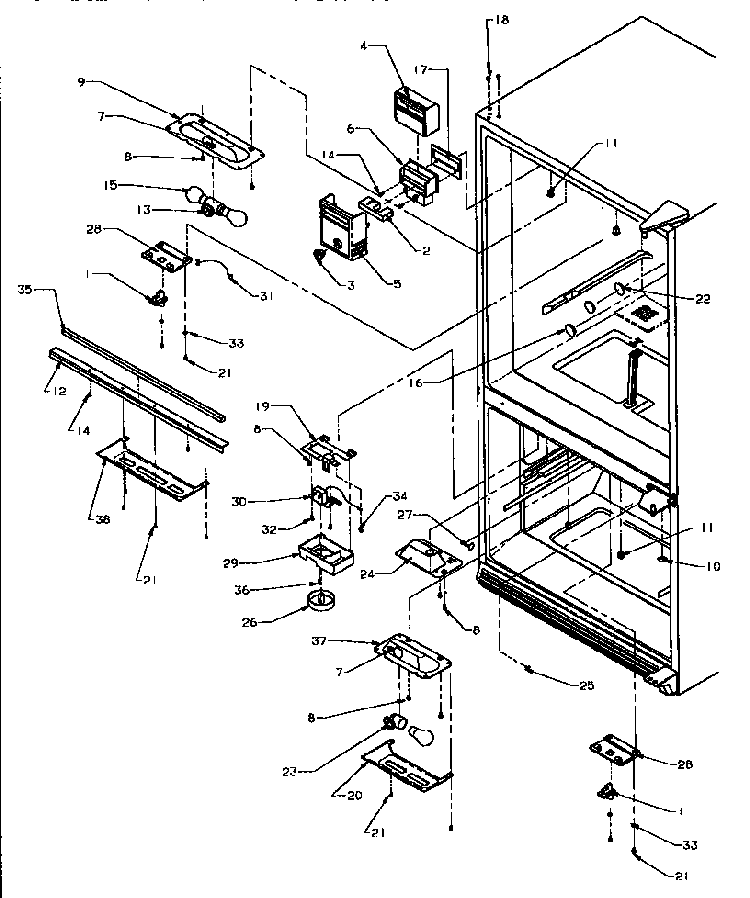 Refrigerator/freezer Control Switches Diagram and Parts List for BX22A5L-P1182302WL  Amana Refrigerator