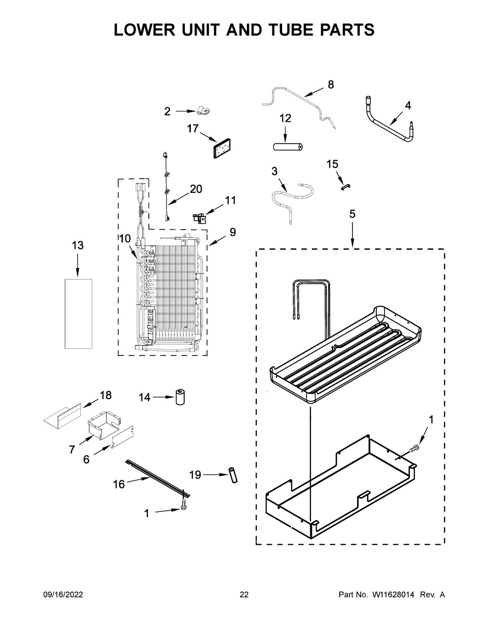 Lower Unit And Tube Parts Diagram and Parts List for JBSFS48NMX00  Jenn-Air Refrigerator