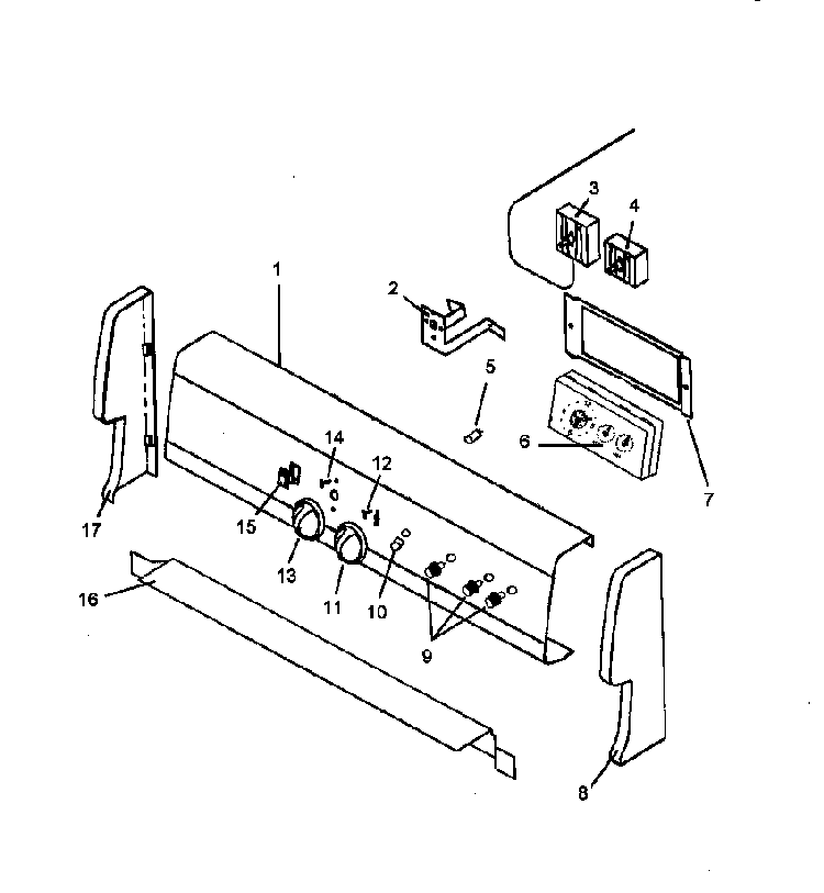 Backguard Assembly Diagram and Parts List for AGS730W-P1141263NW  Amana Range
