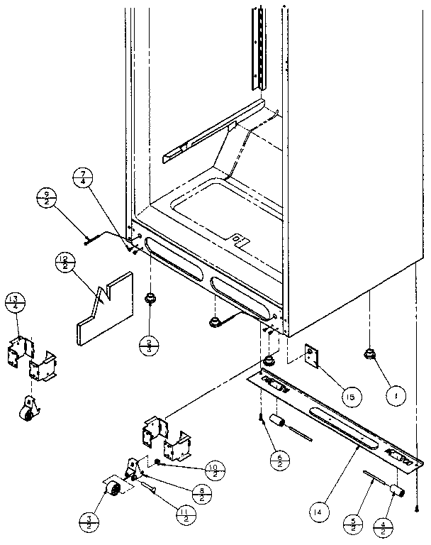 Cabinet Bottom Diagram and Parts List for TX22R-P1157702W  Amana Refrigerator