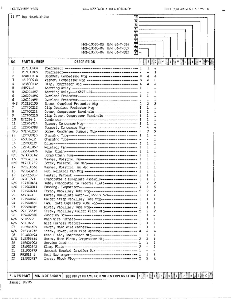 Unit Compartment And System Page 2 Diagram and Parts List for 10560B  Admiral Refrigerator