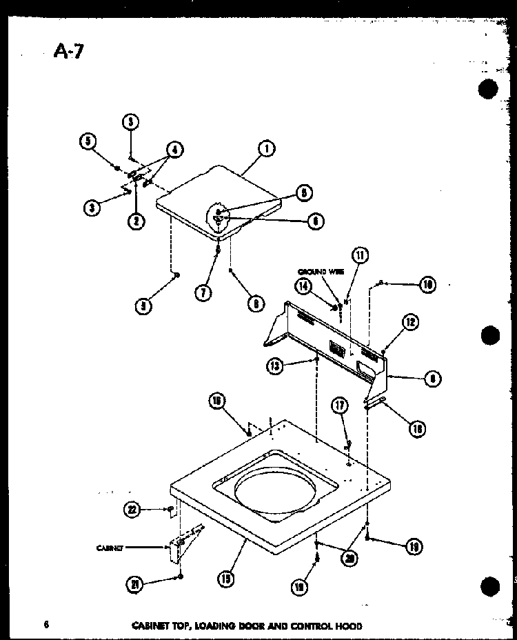 Cabinet Top Diagram and Parts List for TAA800 P75751-7W Amana Dryer