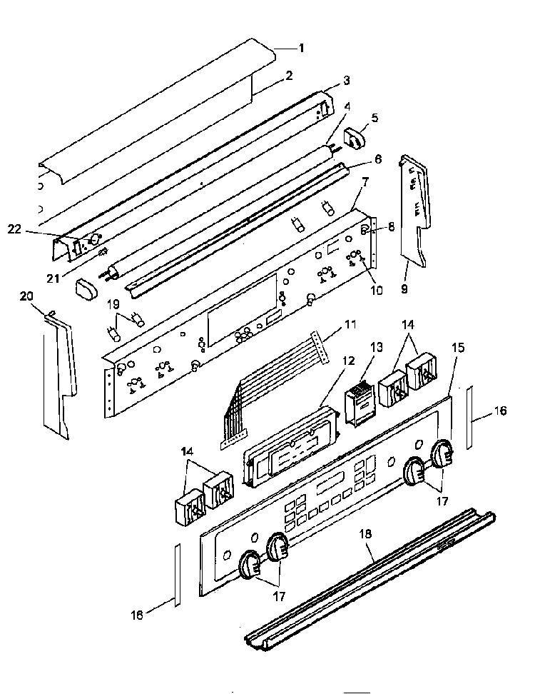 Backguard Assembly Diagram and Parts List for ARC700E-P1142652NE  Amana Range