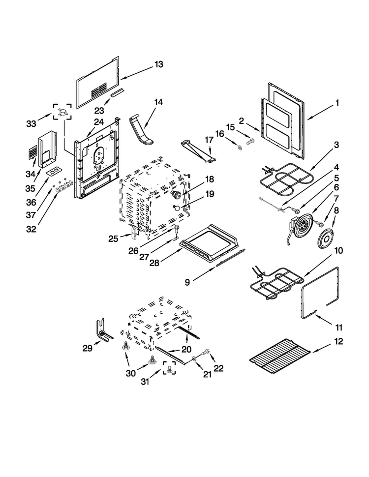 Oven Parts Diagram and Parts List for JDR8880RDB1  Jenn-Air Range