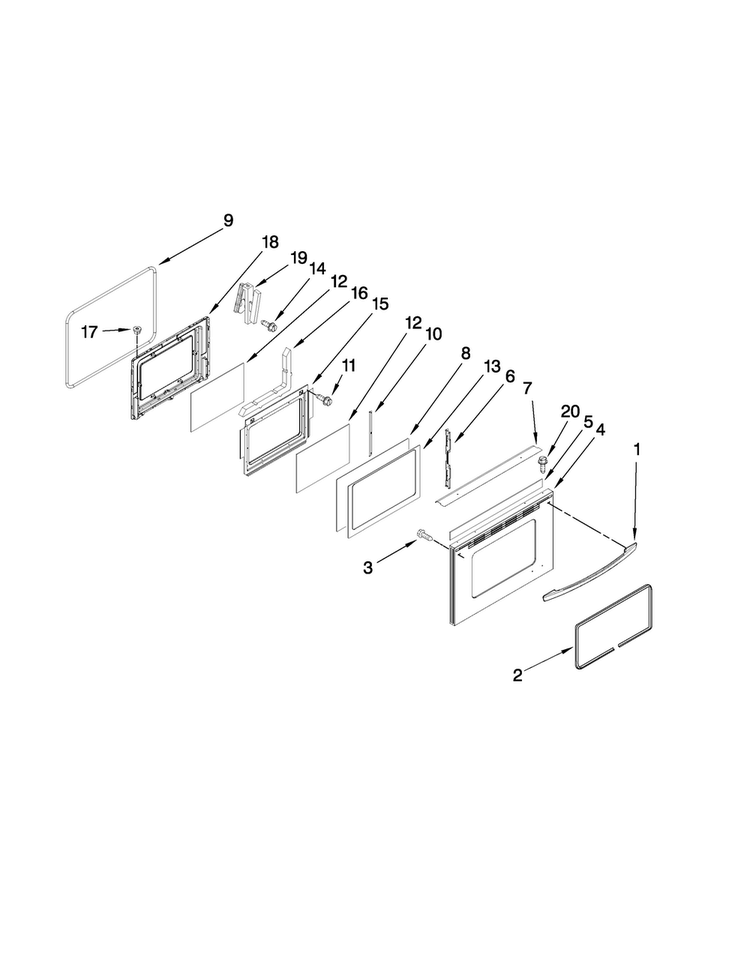 Lower Door Parts Diagram and Parts List for MER6875BAS18  Maytag Range