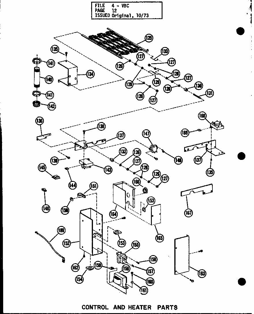 Control And Heater Parts Diagram and Parts List for VBC-35 P54882-3 Amana Air Conditioner