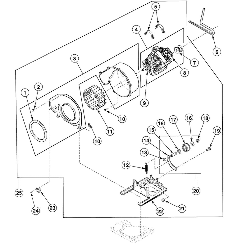 Motor Assy Diagram and Parts List for SDEZ07WF1500  Speed Queen Dryer