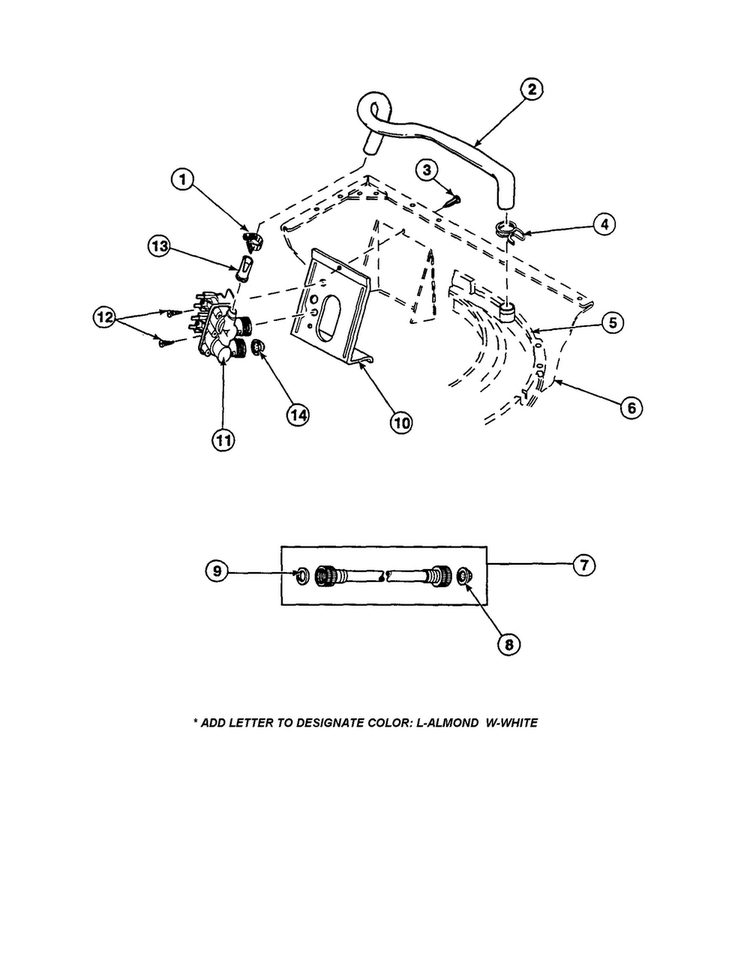 Inlet Hose/fill Hose/mixing Valve Diagram and Parts List for CW4202W2-PCW4202W2B  Amana Washer