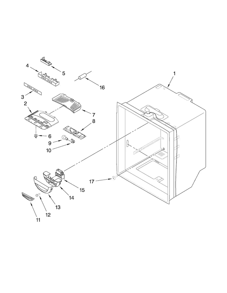Refrigerator Liner Parts Diagram and Parts List for ABB1924WEB0  Amana Refrigerator