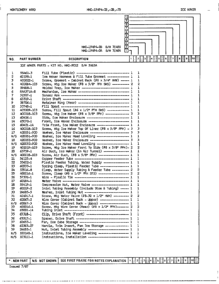 Ice Maker Assembly Page 2 Diagram and Parts List for 19494B  Admiral Refrigerator