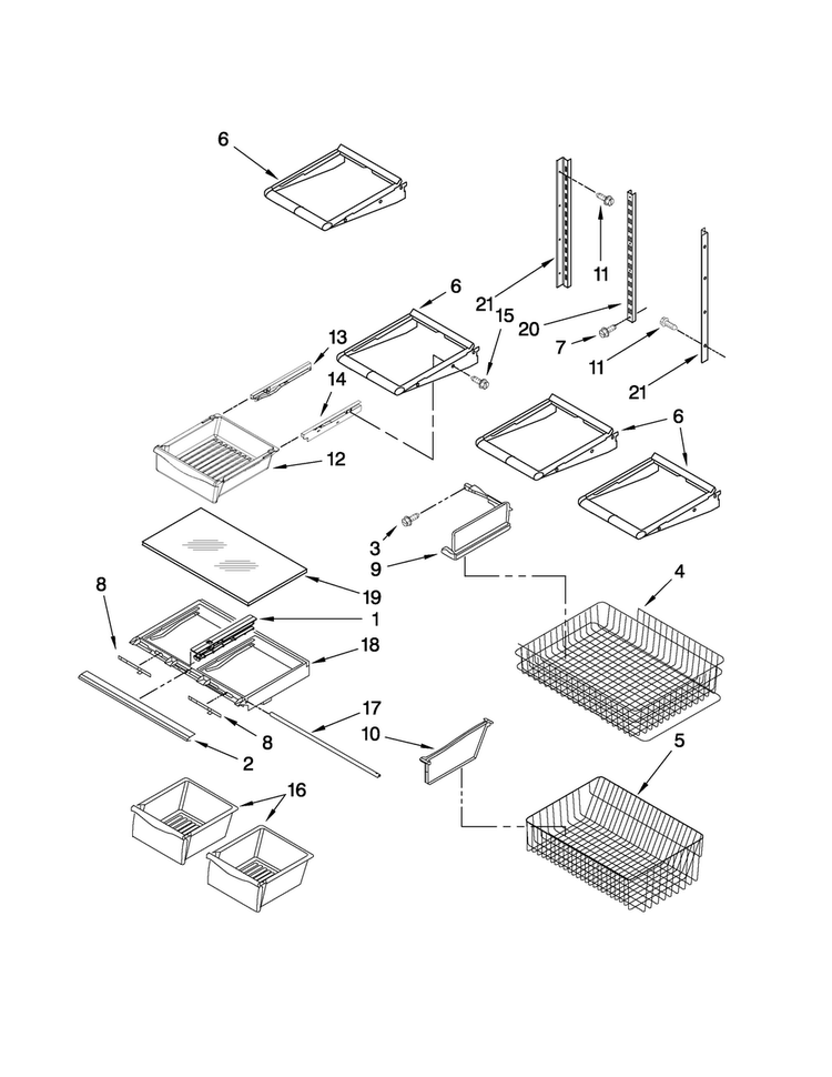 Shelf Parts Diagram and Parts List for MBR1957VES1  Maytag Refrigerator