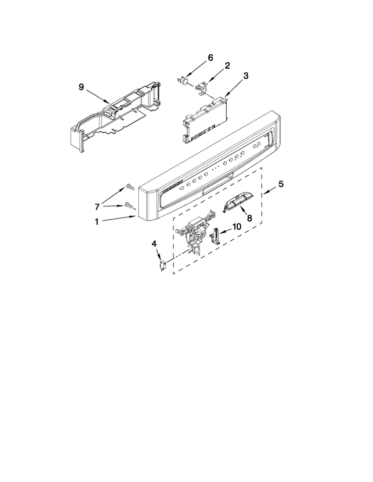 Control Panel And Latch Parts Diagram and Parts List for MDBTT53AWB4  Maytag Dishwasher