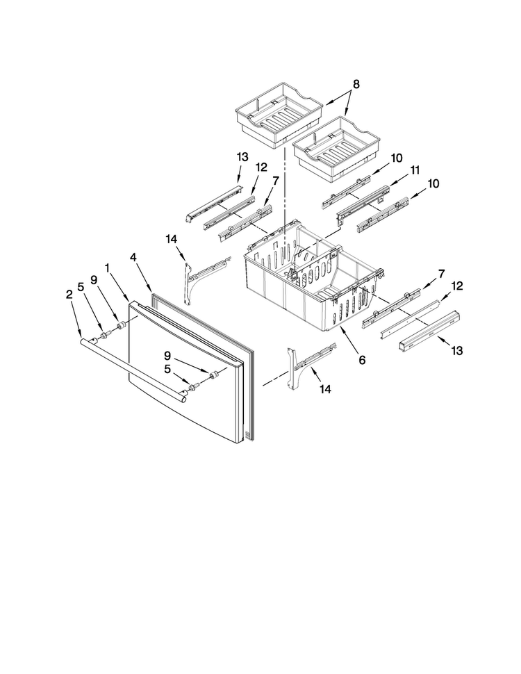 Freezer Door Parts Diagram and Parts List for JFI2089WES0  Jenn-Air Refrigerator