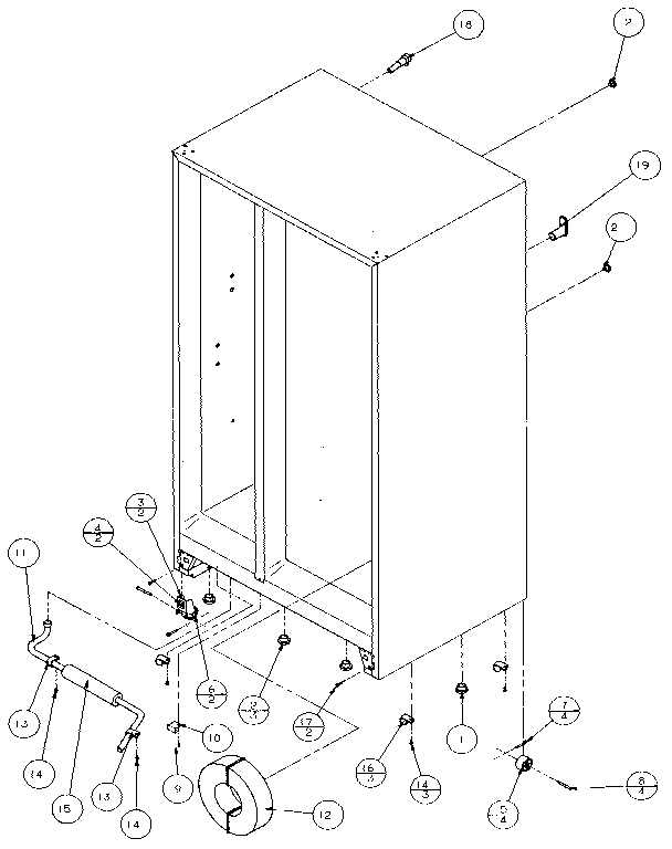 Drain And Rollers Diagram and Parts List for 36271-P1121801W  Amana Refrigerator