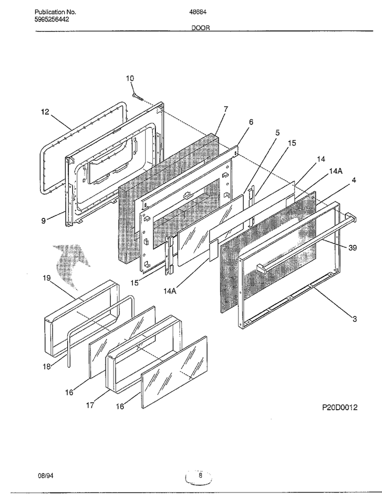 Door Diagram and Parts List for 486840A  Admiral Range