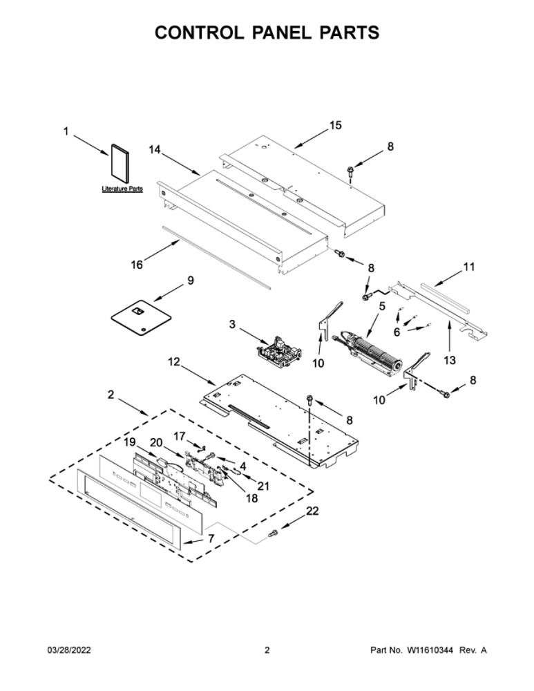 Control Panel Parts Diagram and Parts List for JJW2827LL00  Maytag Wall Oven