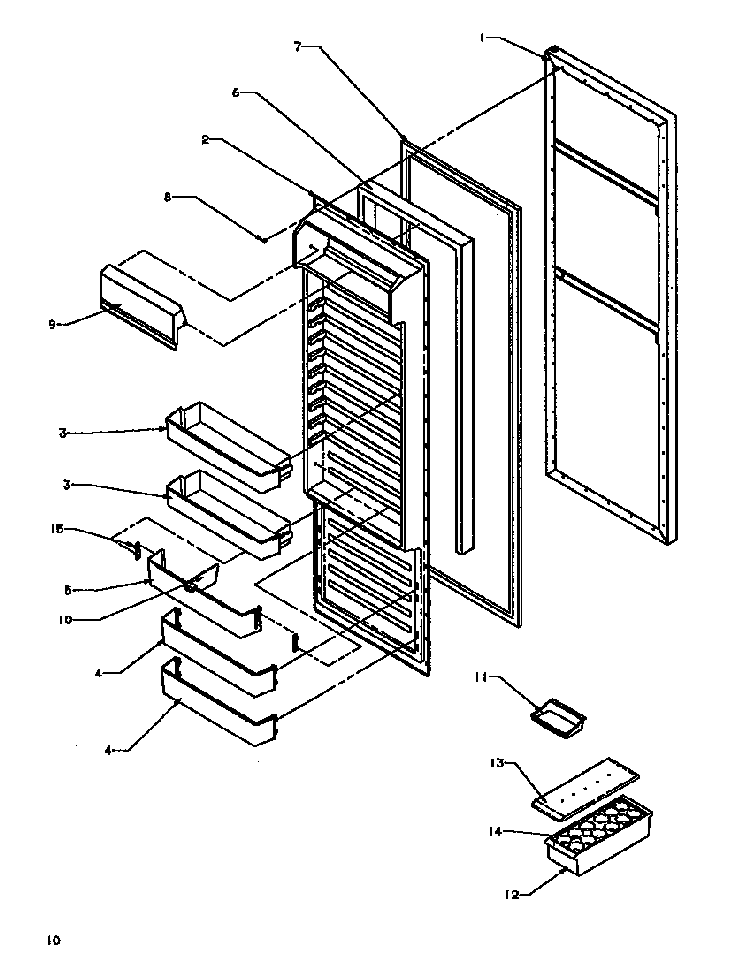 Refrigerator Door Diagram and Parts List for SXD19NL-P1168802WL  Amana Refrigerator
