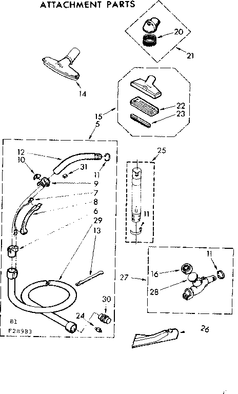 Attachment Parts Diagram and Parts List for 11628983  Kenmore Canister Vacuum