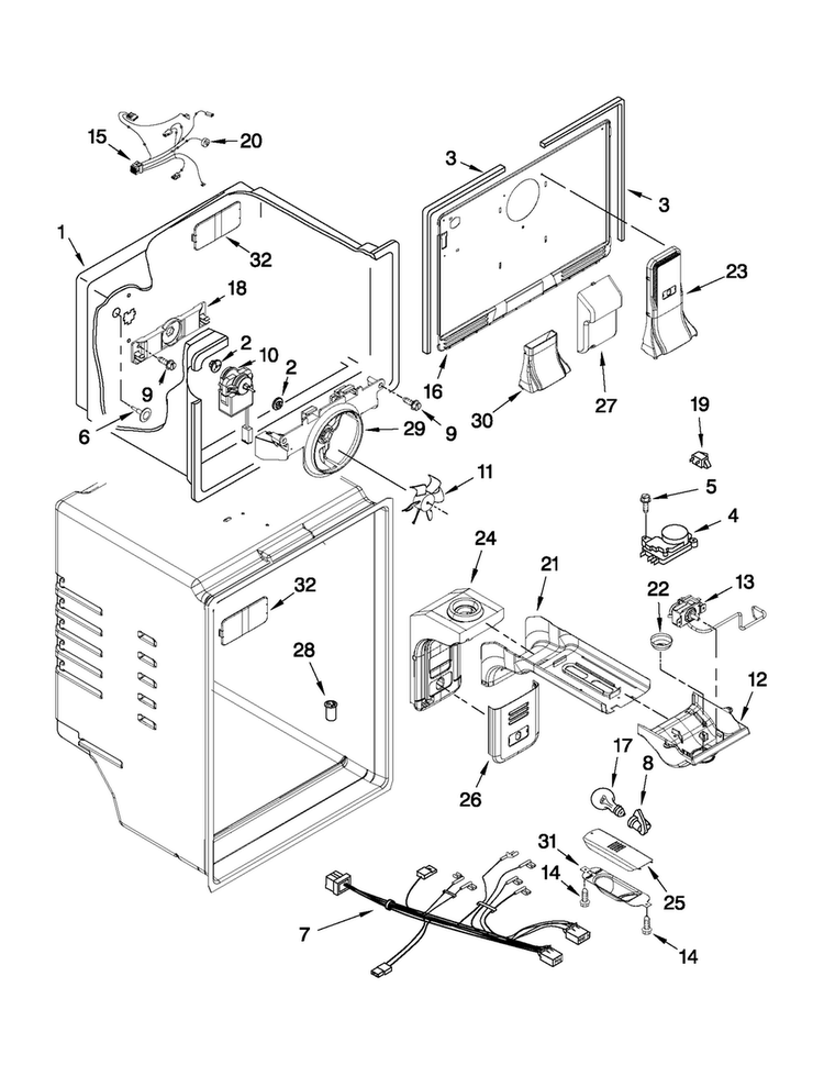 Liner Parts Diagram and Parts List for 5VA9RXGFYW00  Amana Refrigerator