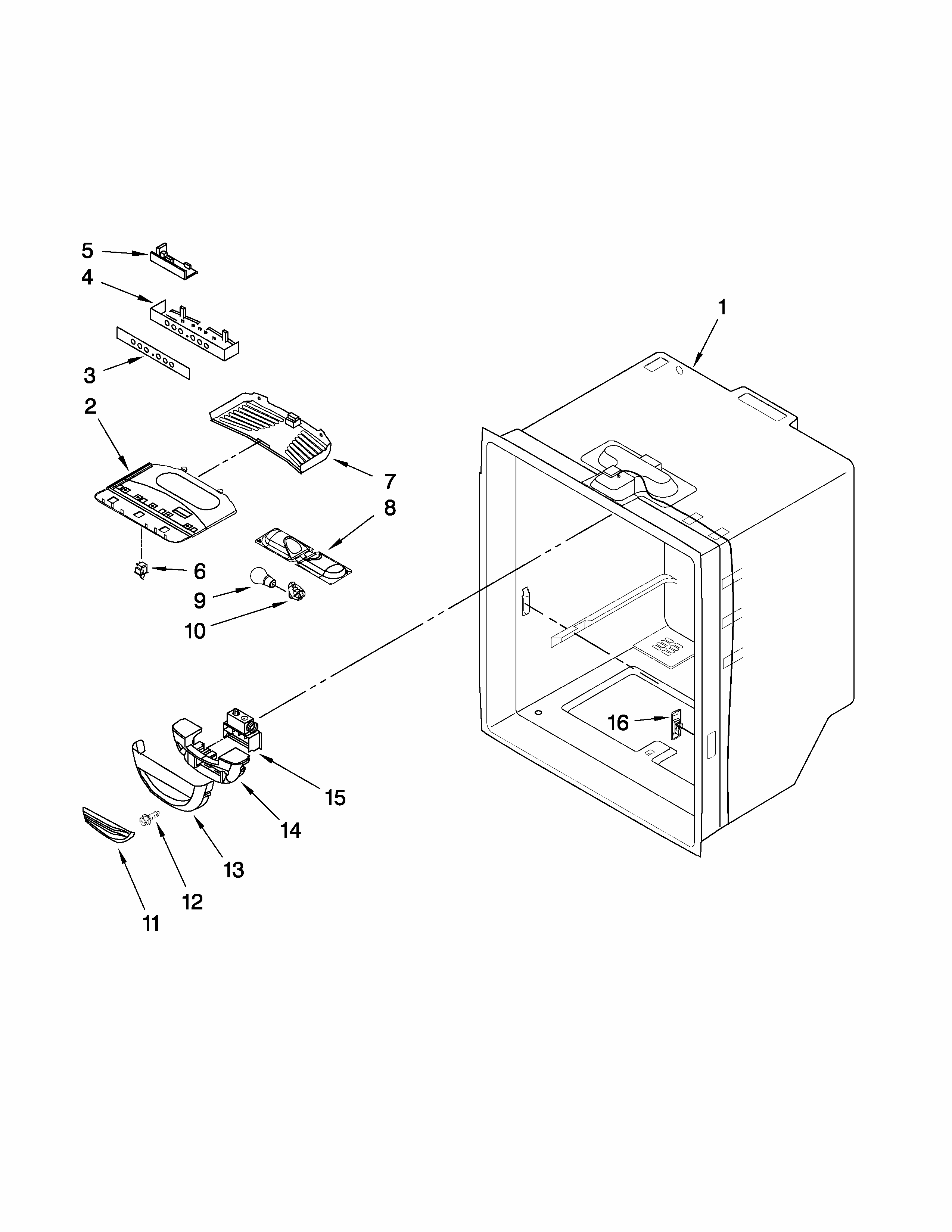 Refrigerator Liner Parts Diagram and Parts List for GB2026PEKW4  Amana Refrigerator