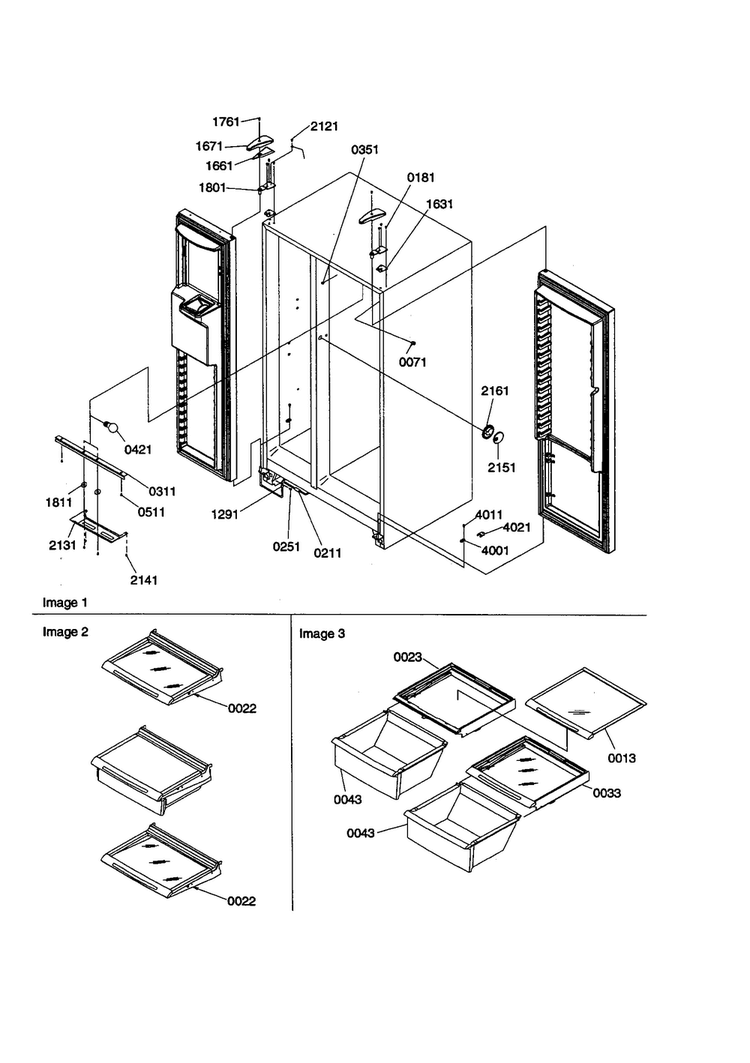 Lights And Hinges Diagram and Parts List for SXD23VL-P1315301WL  Amana Refrigerator