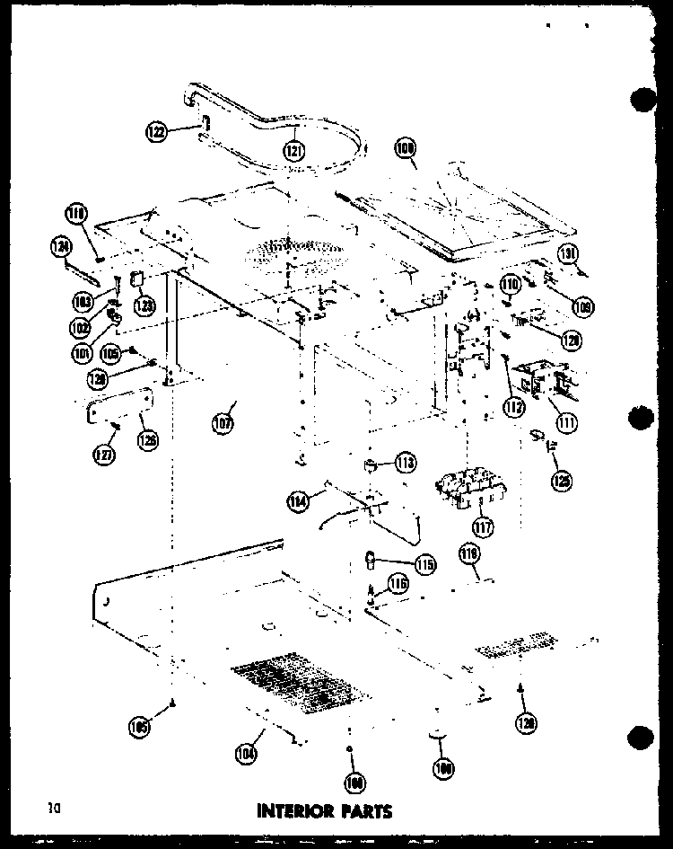 Interior Parts Diagram and Parts List for MR-1W P72347-1M Amana Microwave