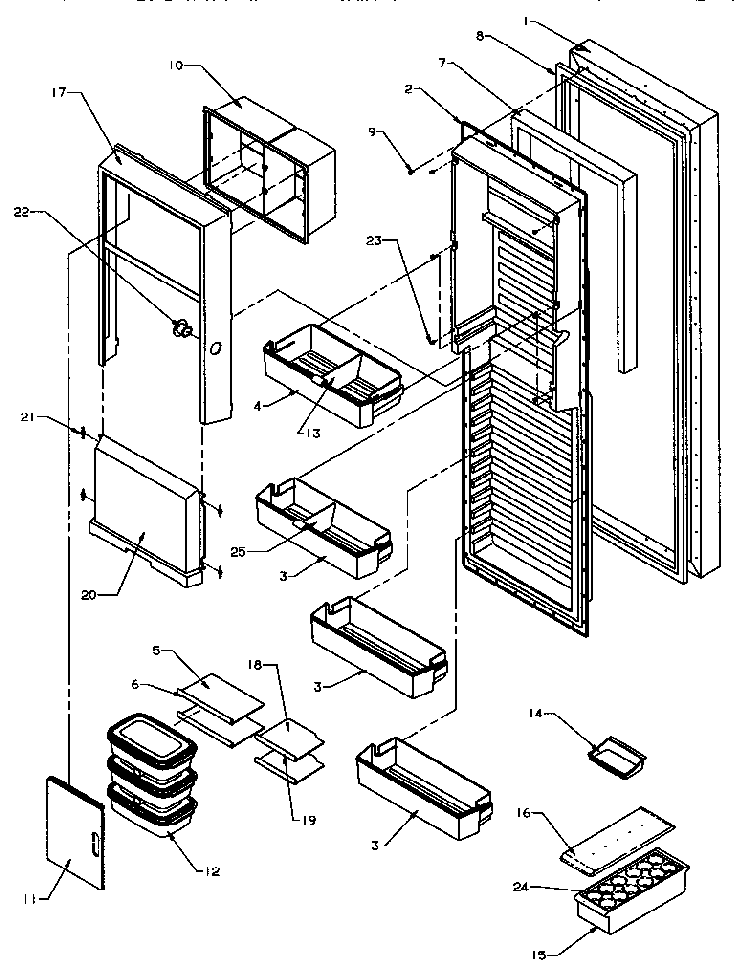 Refrigerator Door Diagram and Parts List for SPD25QA3W-P1181321WW  Amana Refrigerator