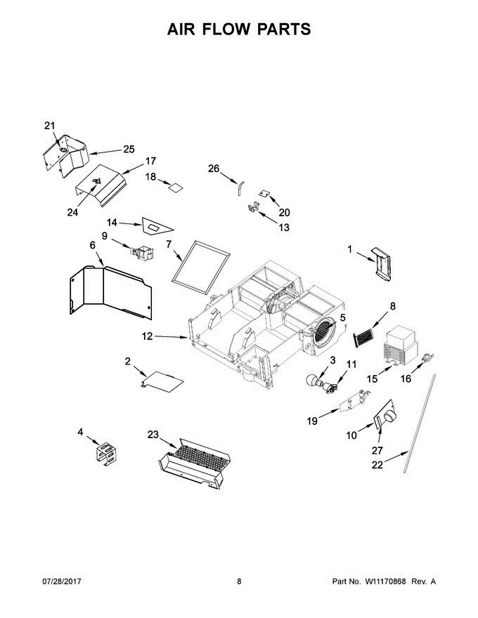 05 - Air Flow Parts Diagram and Parts List for MMV6190DS4  Maytag Microwave Oven Combo