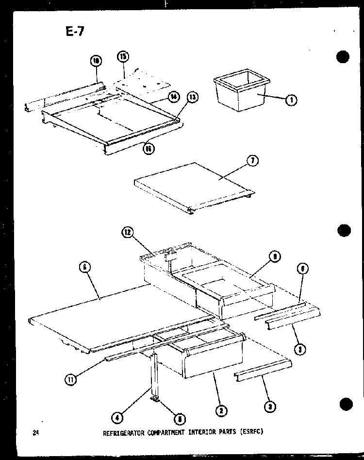 Refrigerator Compartment Interior Parts Diagram and Parts List for TM14E-P74645-11W  Amana Refrigerator