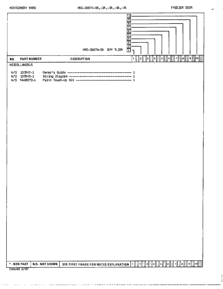 Freezer Door Page 3 Diagram and Parts List for 24874A  Admiral Refrigerator