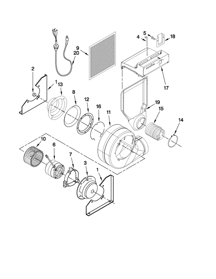 Blower Unit Parts Diagram and Parts List for JDS9860CDS02  Jenn-Air Range