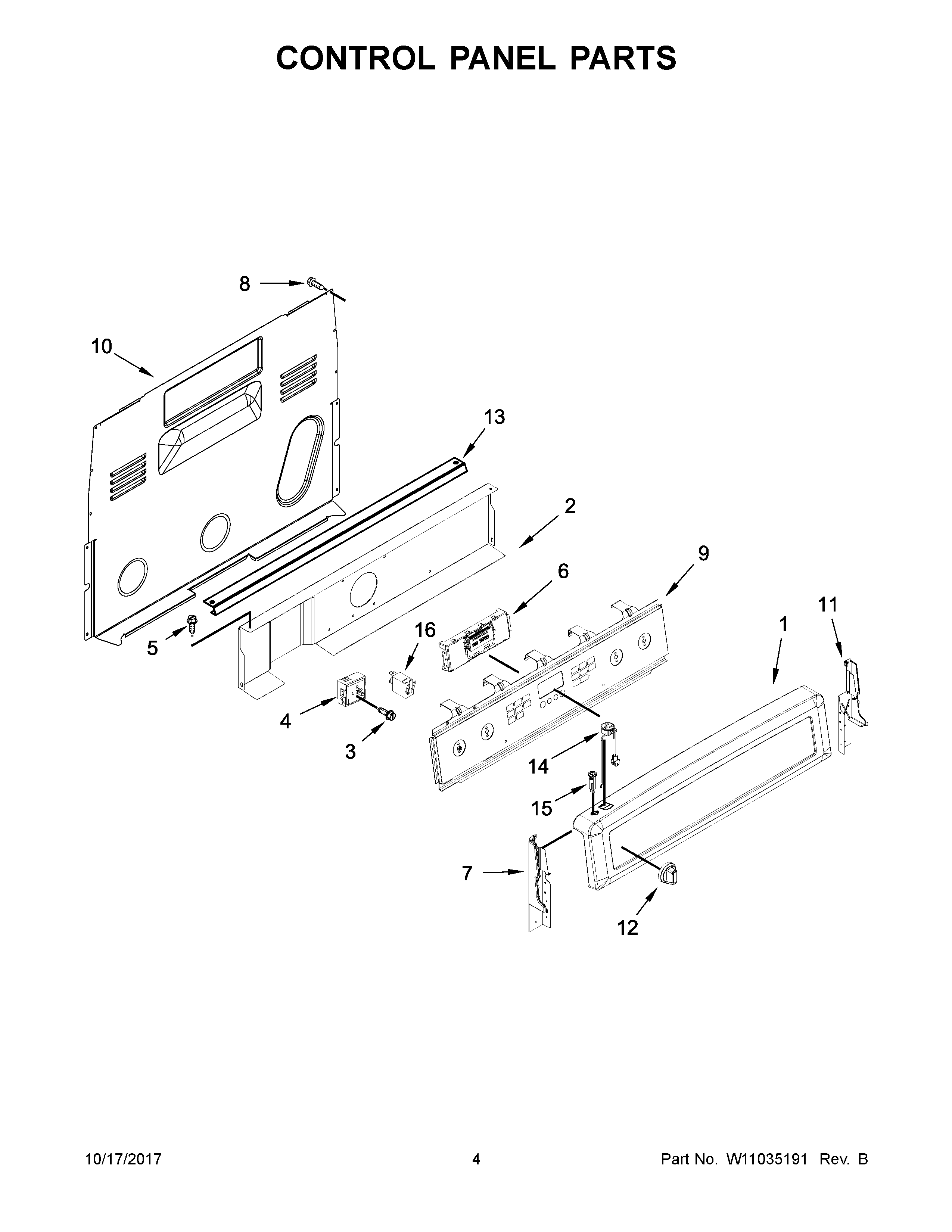 03 - CONTROL PANEL PARTS Diagram and Parts List for YMER8800FB0  Maytag Range
