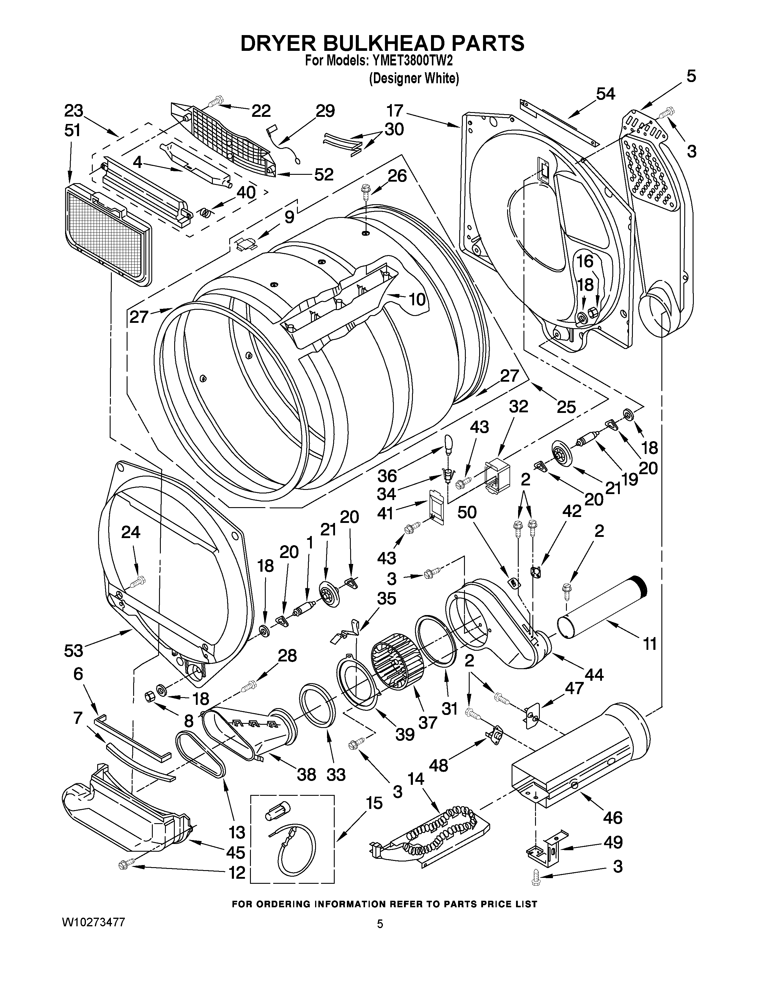 04 - DRYER BULKHEAD PARTS Diagram and Parts List for YMET3800TW2  Maytag Washer Dryer Combo