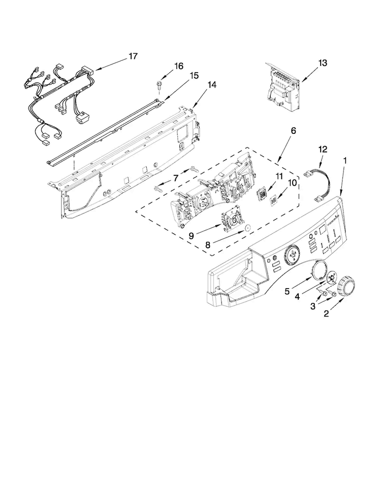 Control Panel Parts Diagram and Parts List for MHWE450WR02  Maytag Washer