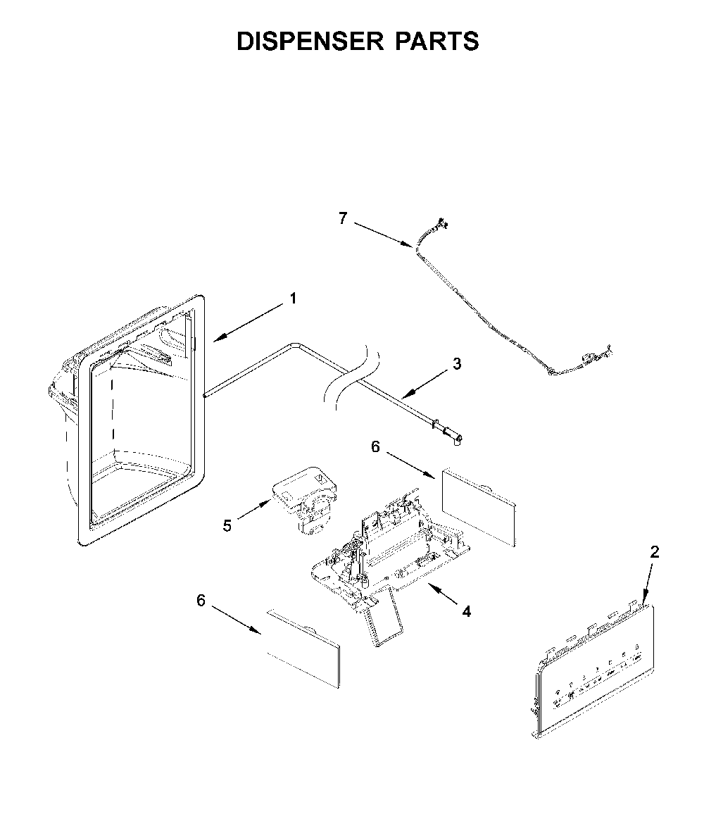 Dispenser Parts Diagram and Parts List for 1064650043713  Kenmore Refrigerator