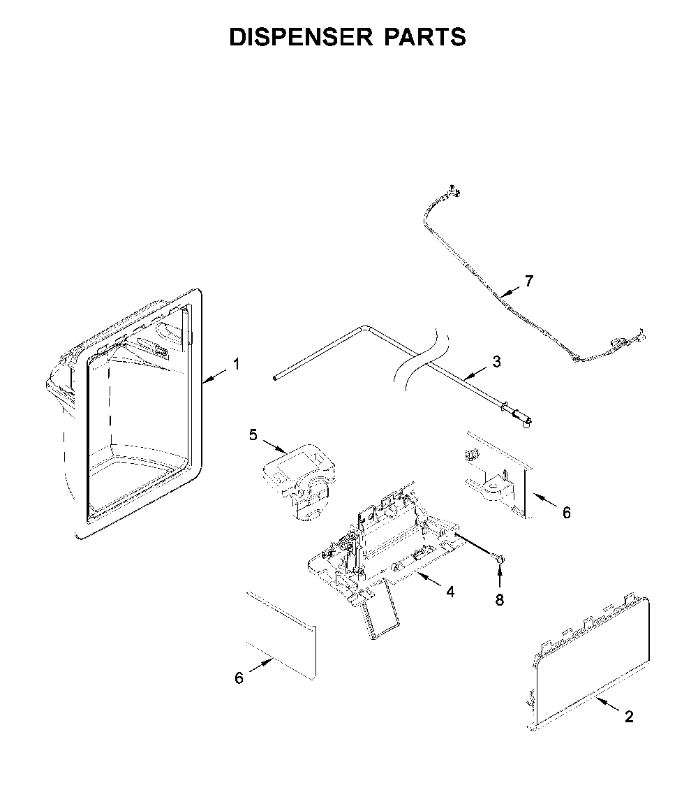 Dispenser Parts Diagram and Parts List for 1064651759714  Kenmore Refrigerator