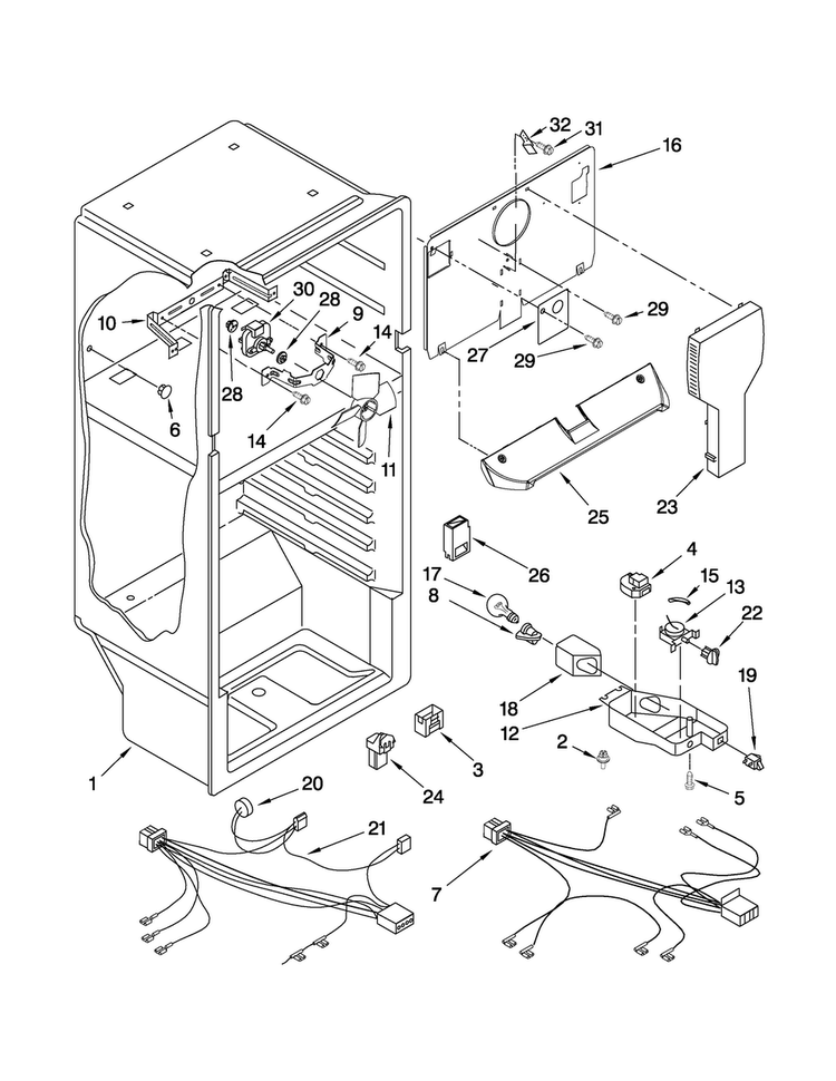 Liner Parts Diagram and Parts List for A6TXNWFXW00  Amana Refrigerator